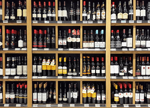 liquor bottles on abc store shelves