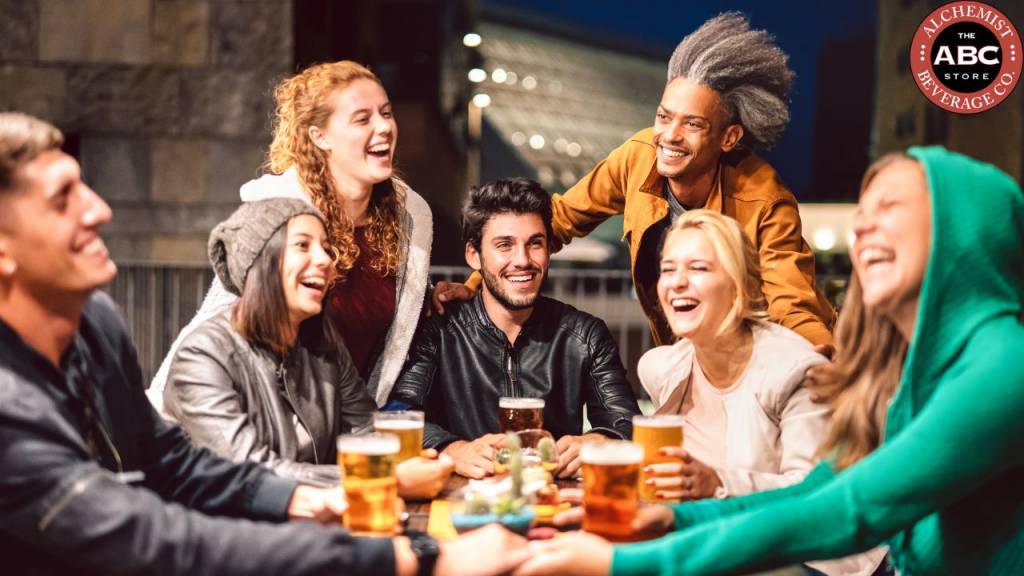 Joyful Gen Z gathering over liquor beverages